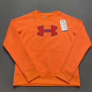 Under Armour ColdGear Storm Pullover Womens Medium Orange Water Resistant Fleece